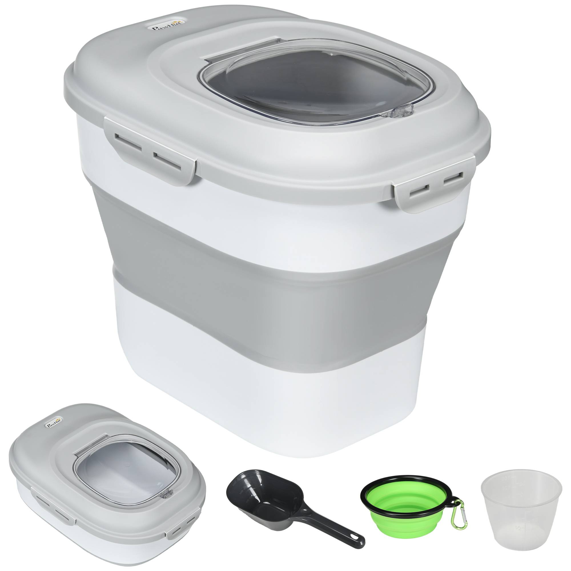 ComfortXL - Conteneur croquettes pliable plastique gris 25 L 44 x 32 x 37 cm hermétique avec roulettes et accessoires - Image 10
