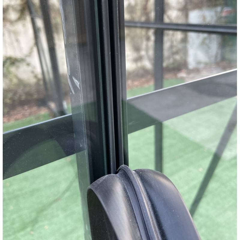 Serre adossée 11,85m² aluminium anthracite verre trempé 4mm Green Protect Luxe avec embase - Image 5