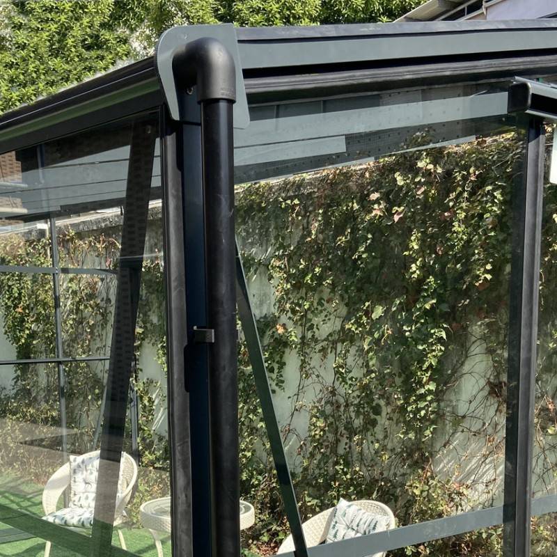 Serre adossée 11,85m² aluminium anthracite verre trempé 4mm Green Protect Luxe avec embase - Image 6