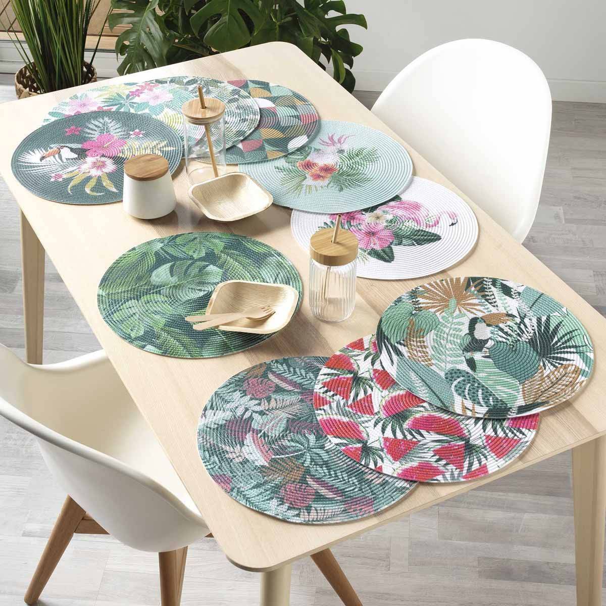Paris Prix - Set de Table Imprimé "Alba" 35cm Vert - Image 3