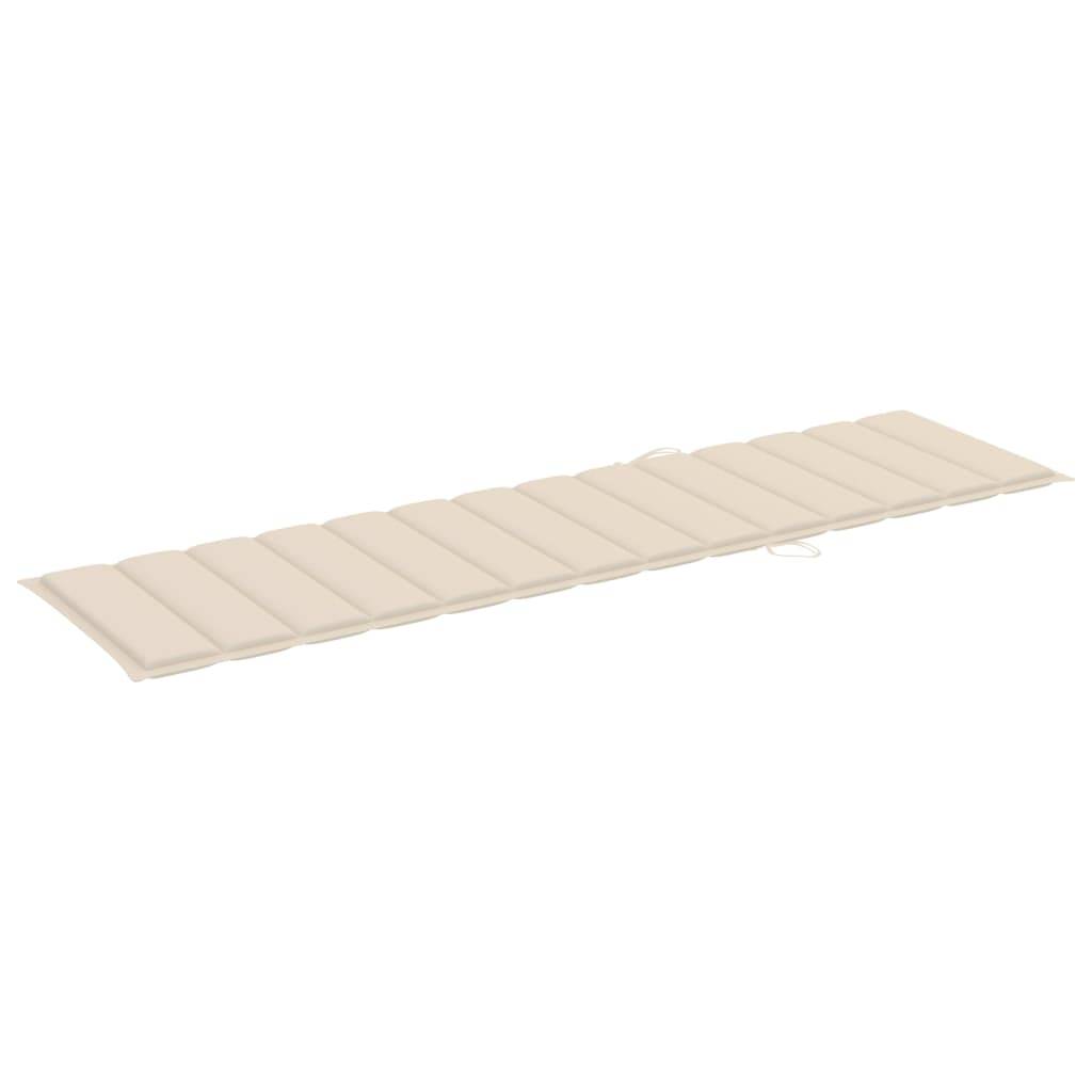 Helloshop26 - Lot de 2 transats chaise longue bain de soleil lit de jardin terrasse meuble d'extérieur avec coussin crème bois de teck solide - Image 8