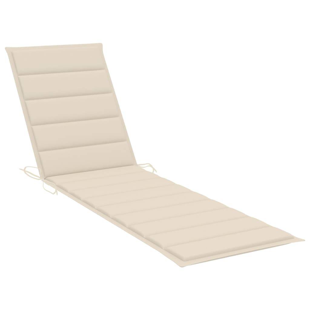 Helloshop26 - Lot de 2 transats chaise longue bain de soleil lit de jardin terrasse meuble d'extérieur avec coussin crème bois de teck solide - Image 7