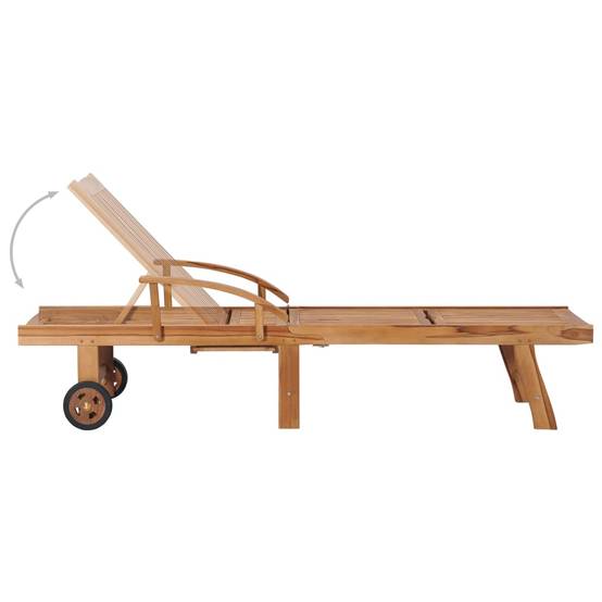 Helloshop26 - Lot de 2 transats chaise longue bain de soleil lit de jardin terrasse meuble d'extérieur avec coussin crème bois de teck solide - Image 5
