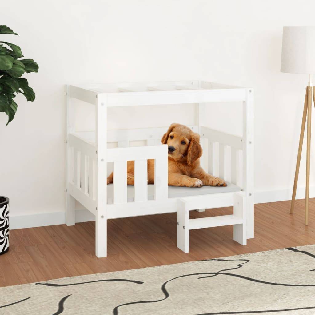Vidaxl - Lit pour chien Blanc 75,5x63,5x70 cm Bois de pin solide vidaXL 822378 - Image 1