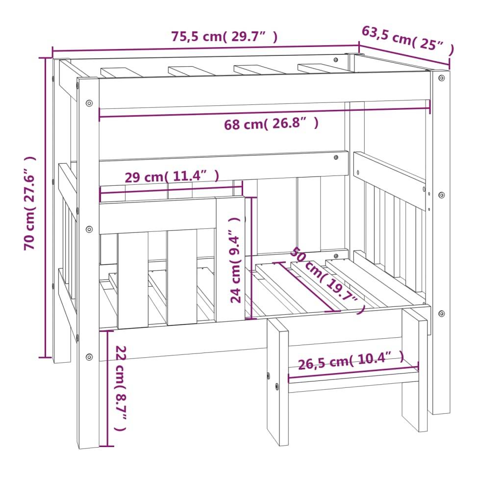 Vidaxl - Lit pour chien Blanc 75,5x63,5x70 cm Bois de pin solide vidaXL 822378 - Image 3