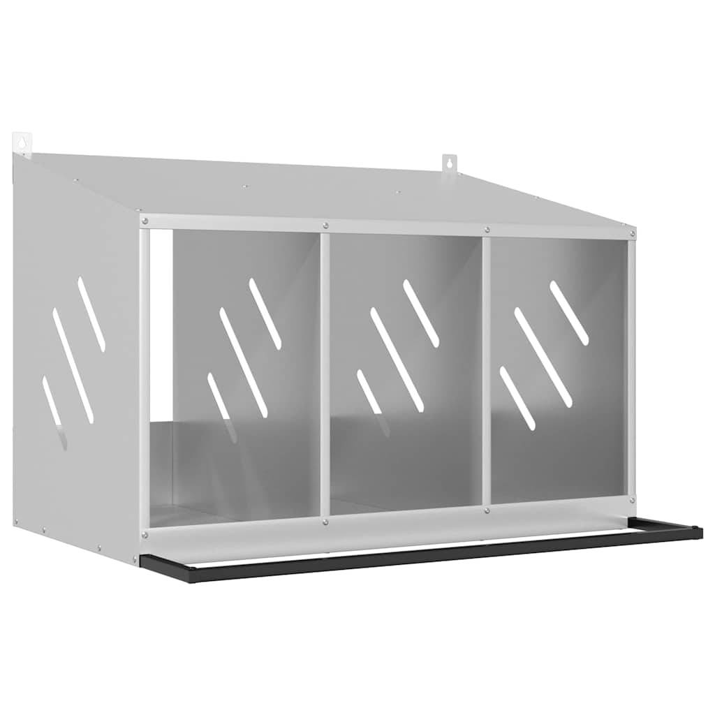 Pondoir de Poules 3 Compartiments Acier Galvanisé Nichoir de Ponte Argenté – ComfortXL Outdoor Living - Image 2