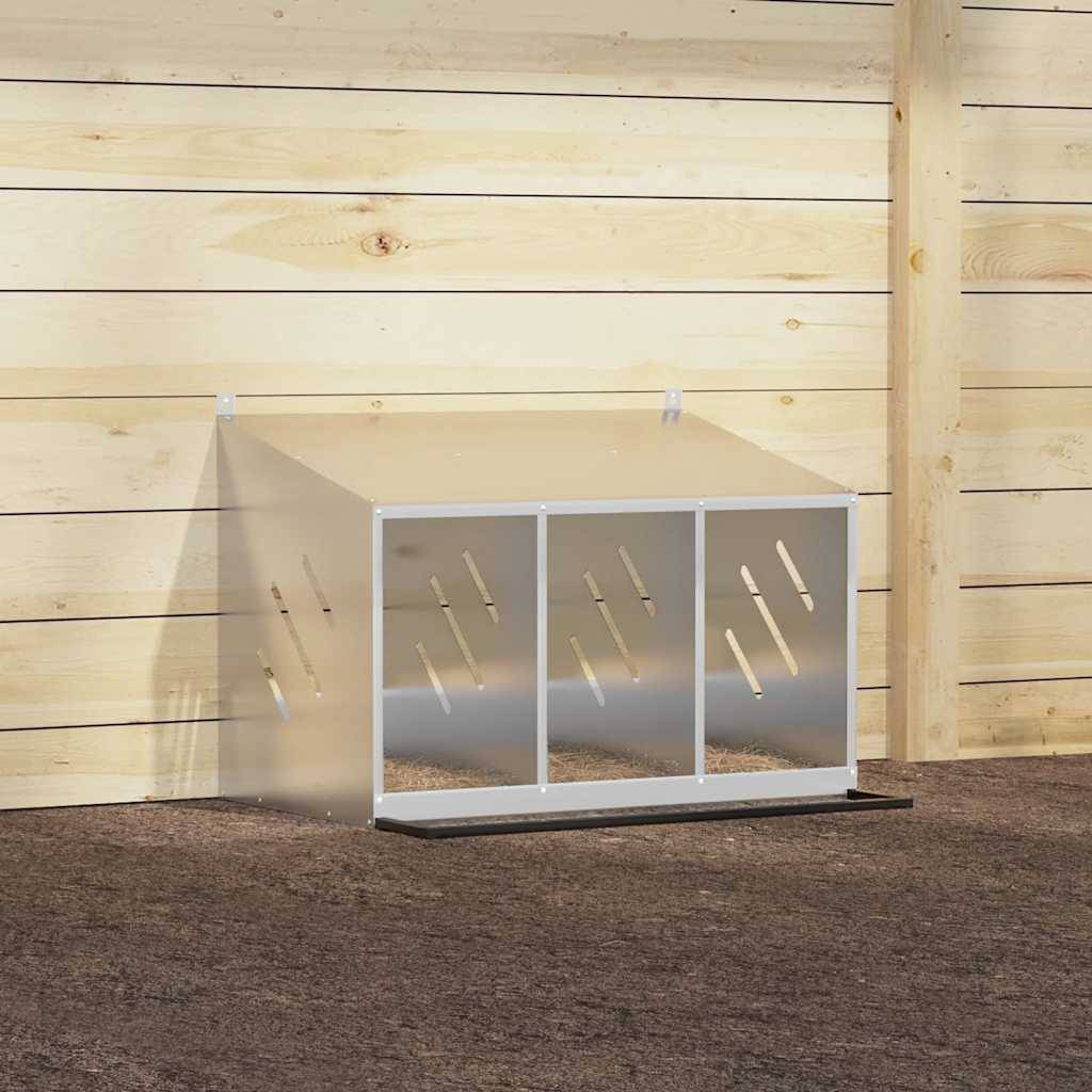 Pondoir de Poules 3 Compartiments Acier Galvanisé Nichoir de Ponte Argenté – ComfortXL Outdoor Living - Image 4