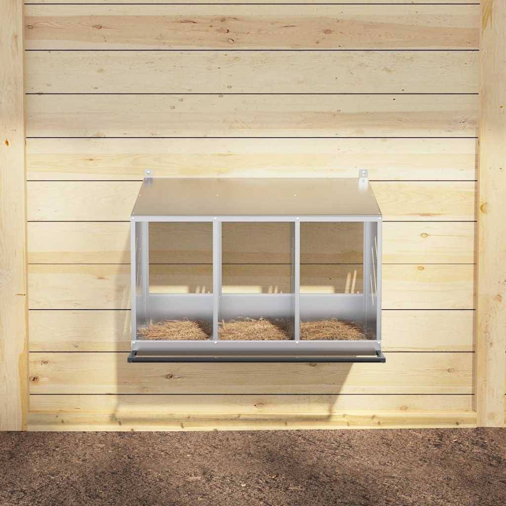 Pondoir de Poules 3 Compartiments Acier Galvanisé Nichoir de Ponte Argenté – ComfortXL Outdoor Living - Image 3
