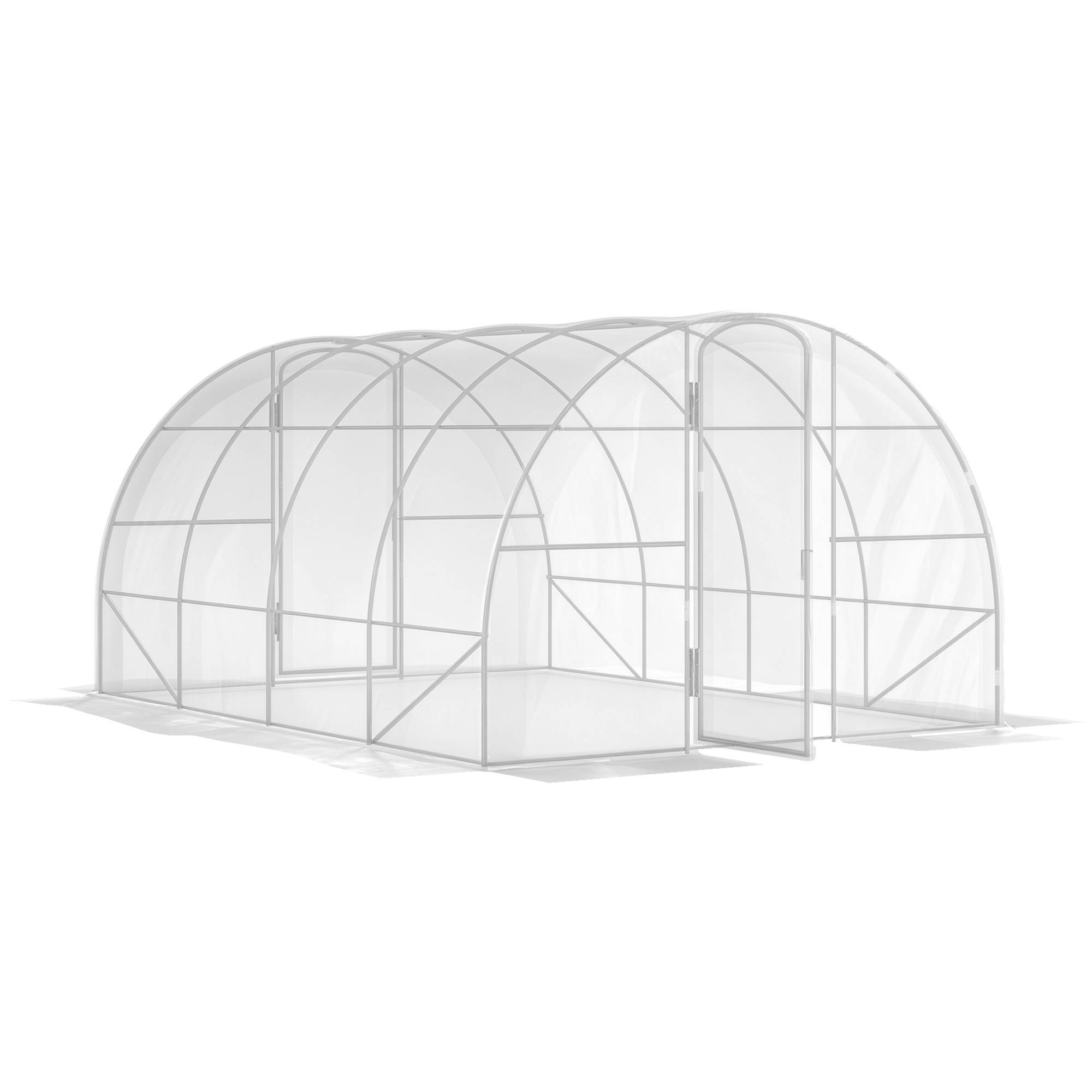 Grande serre tunnel 12m² avec double porte à charnières 4x3m Transparent - ComfortXL Outdoor Living - Image 1