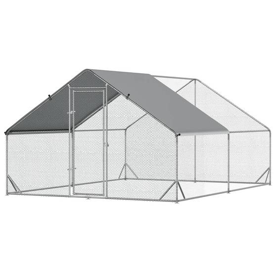 Sans Marque - Enclos poulailler chenil volière extérieur 12 m² - Parc grillagé dim. 3L x 4l x 2H m - Espace Couvert - Acier galvanisé - Image 2