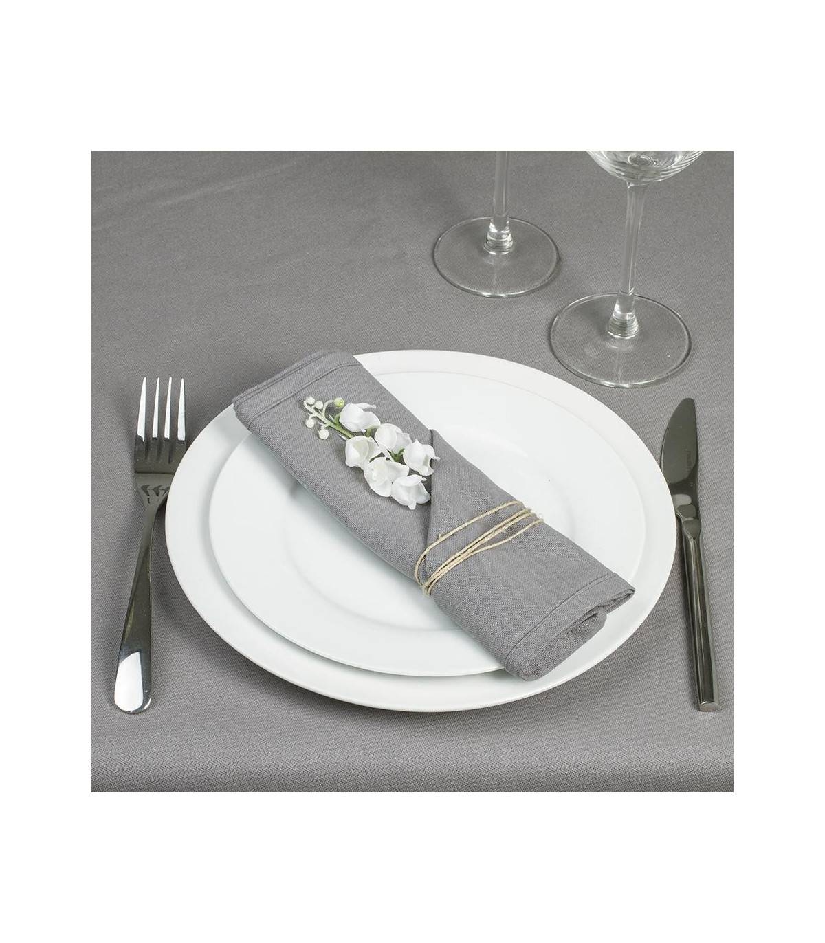 Lot de 4 Serviettes  de table en Coton Gris clair 40 x 40 cm - Image 3
