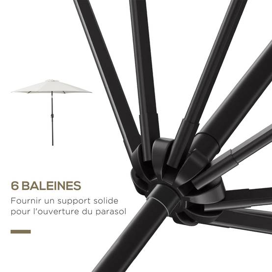 Parasol inclinable en aluminium et polyester crème 295 x 295 x 260 cm - PANGIVO - Image 10