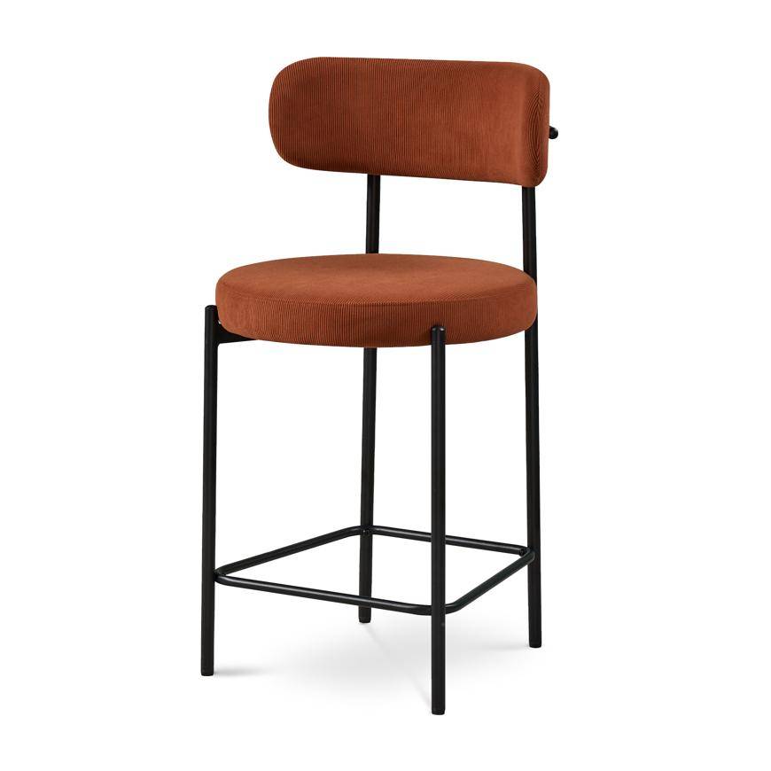 Sicaan Lot de 2 tabourets de bar modernes IRIS velours côtelé terracotta 65 cm - Image 7