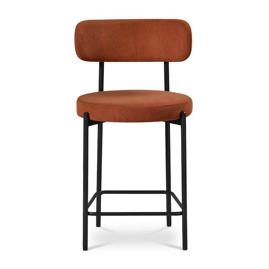 Sicaan Lot de 2 tabourets de bar modernes IRIS velours côtelé terracotta 65 cm - Image 6