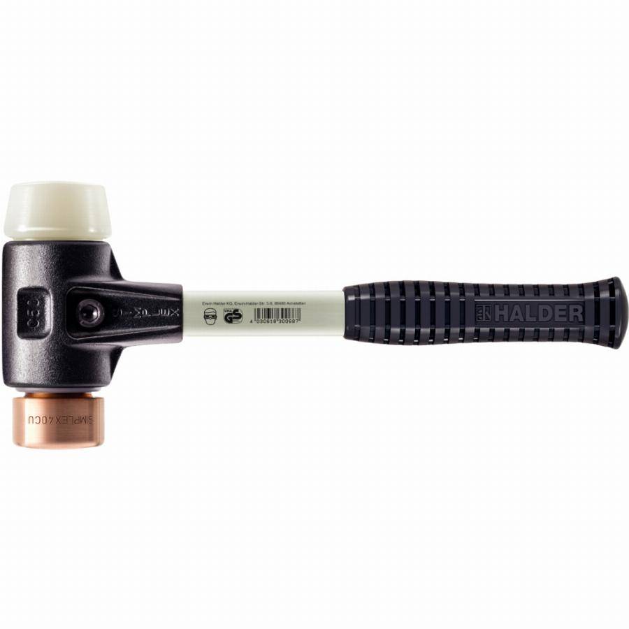 Maillet HALDER SIMPLEX Cuivre / nylon avec boîtier en fonte malléable renforcée et manche en fibre de verre - D=40 mm - 3748.040