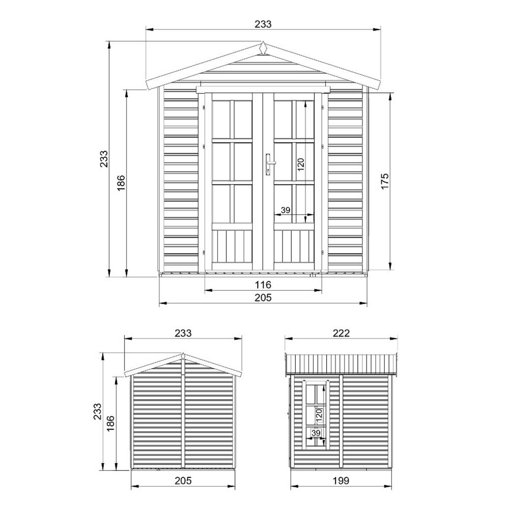 Timbela - Cabane en bois 4 m² / l233xP222xH233 cm avec plancher et bardeaux bitumineux couleur vert - 17 mm d’épaisseur - Timbela M351FB+H351FBGREEN - Image 5