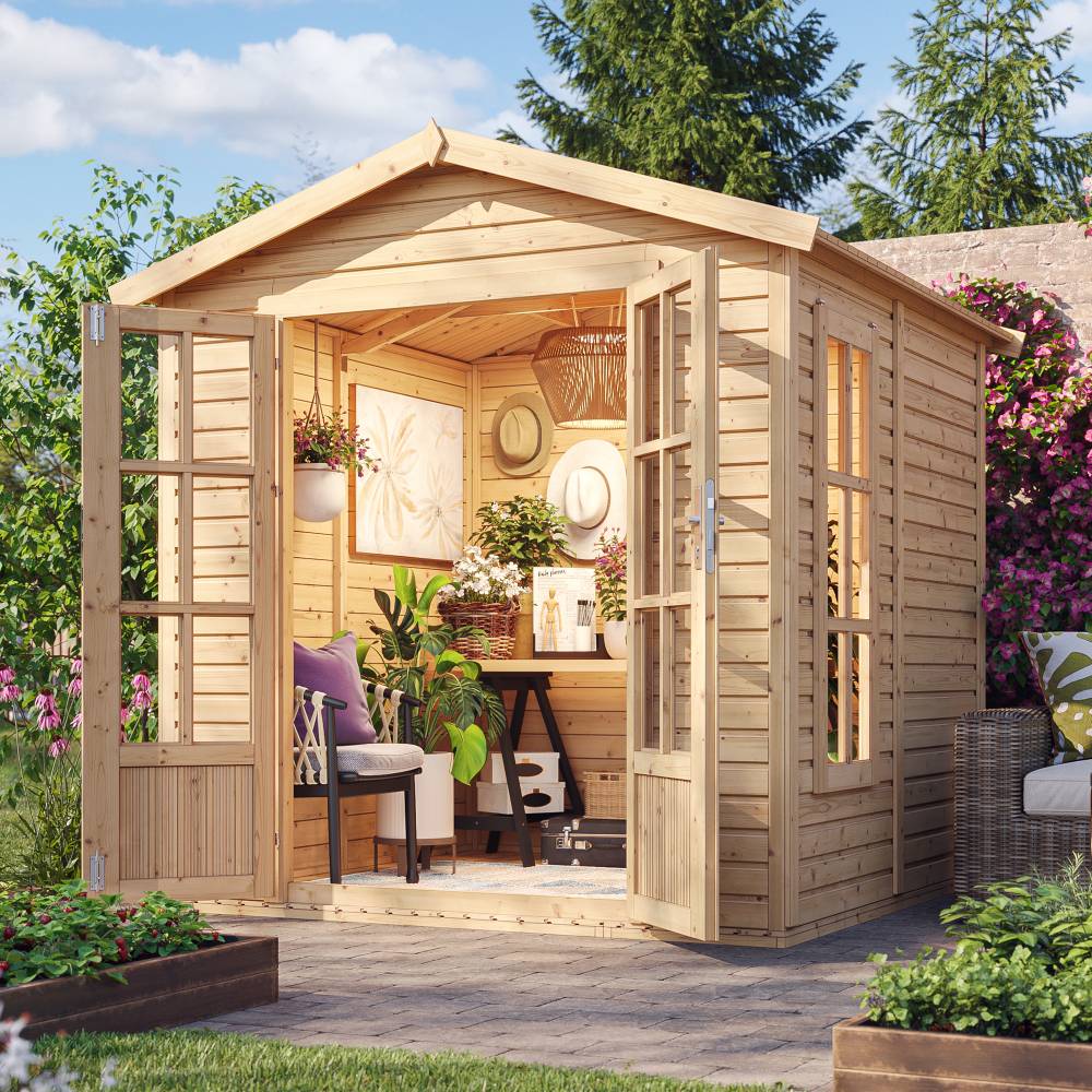 Timbela - Cabane en bois 4 m² / l233xP222xH233 cm avec plancher et bardeaux bitumineux couleur vert - 17 mm d’épaisseur - Timbela M351FB+H351FBGREEN - Image 1