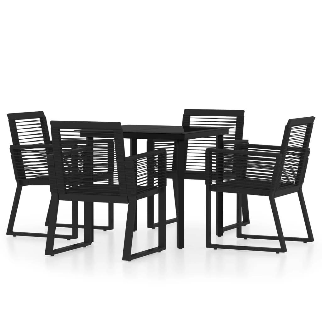 Salon de Jardin 4P Rotin PVC et Acier pour Terrasse Carré Noir – ComfortXL Outdoor Living - Image 2