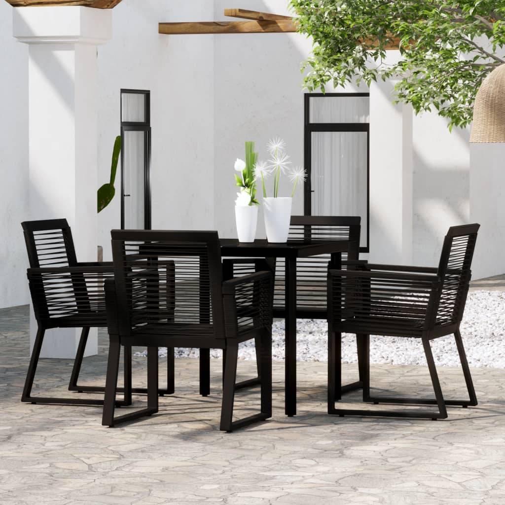 Salon de Jardin 4P Rotin PVC et Acier pour Terrasse Carré Noir – ComfortXL Outdoor Living - Image 1