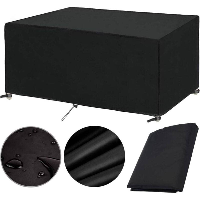 IntiMeg - Housse de protection pour mobilier de jardin - 200x100x75 cm - Oxford 420D noir rectangulaire - Bâche de protection pour tables et mobilier de jardin - Image 3