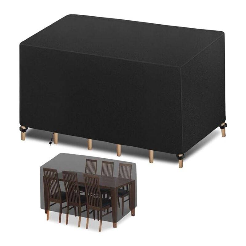 IntiMeg - Housse de protection pour mobilier de jardin - 200x100x75 cm - Oxford 420D noir rectangulaire - Bâche de protection pour tables et mobilier de jardin