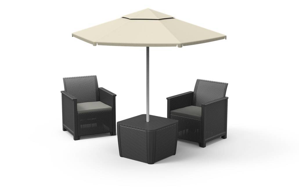 Keter - Salon de jardin Tahiti 2 places avec coussins - Anthracite - KETER