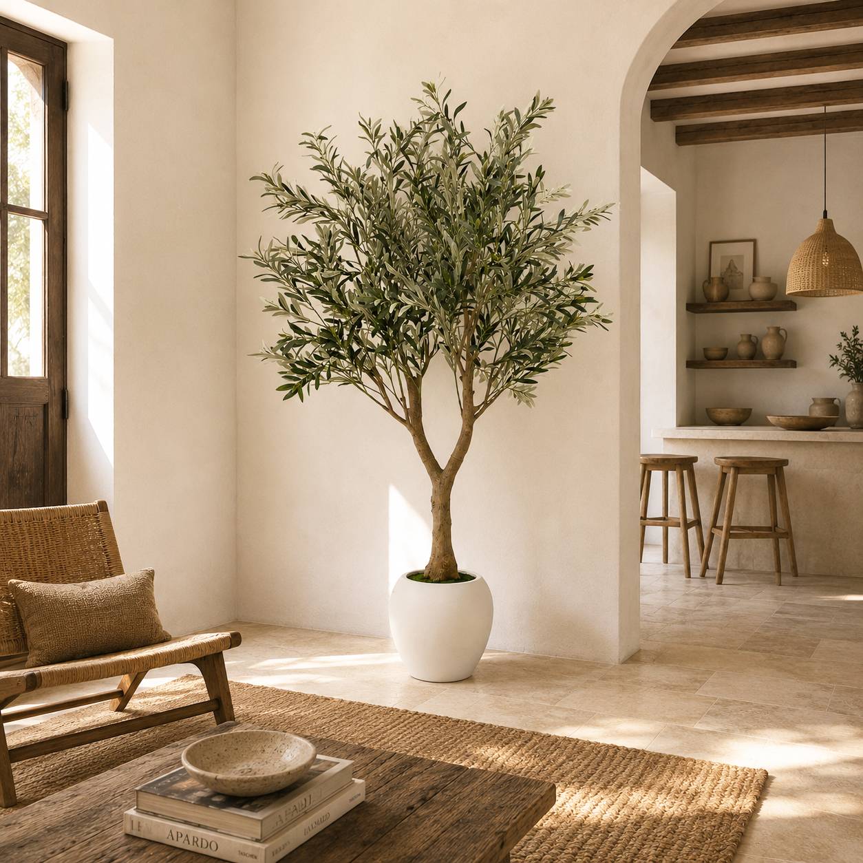 Olivier artificiel pot blanc 180cm - Image 3