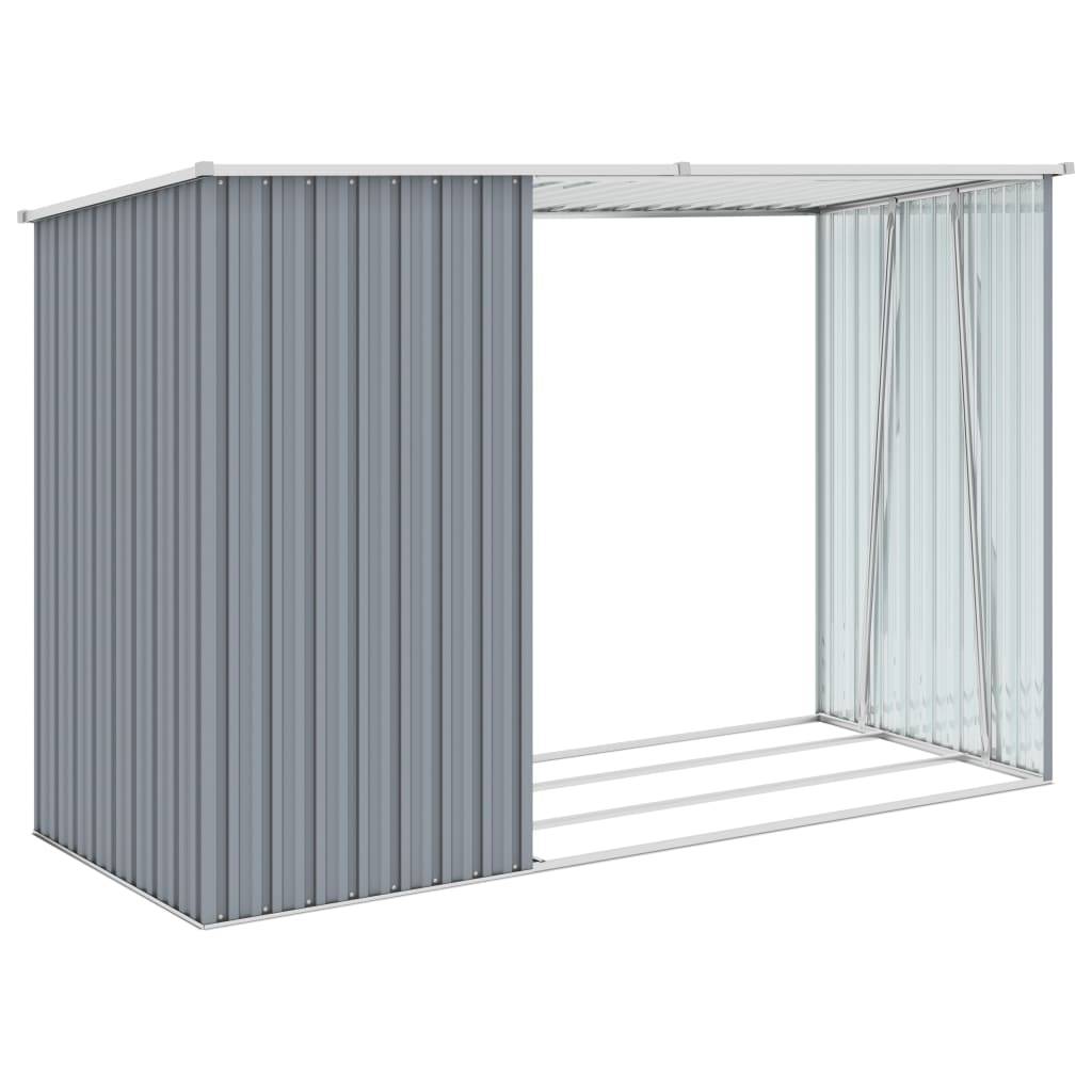 Helloshop26 - Abri à bois de jardin 245 x 98 x 159 cm acier galvanisé gris - Image 4