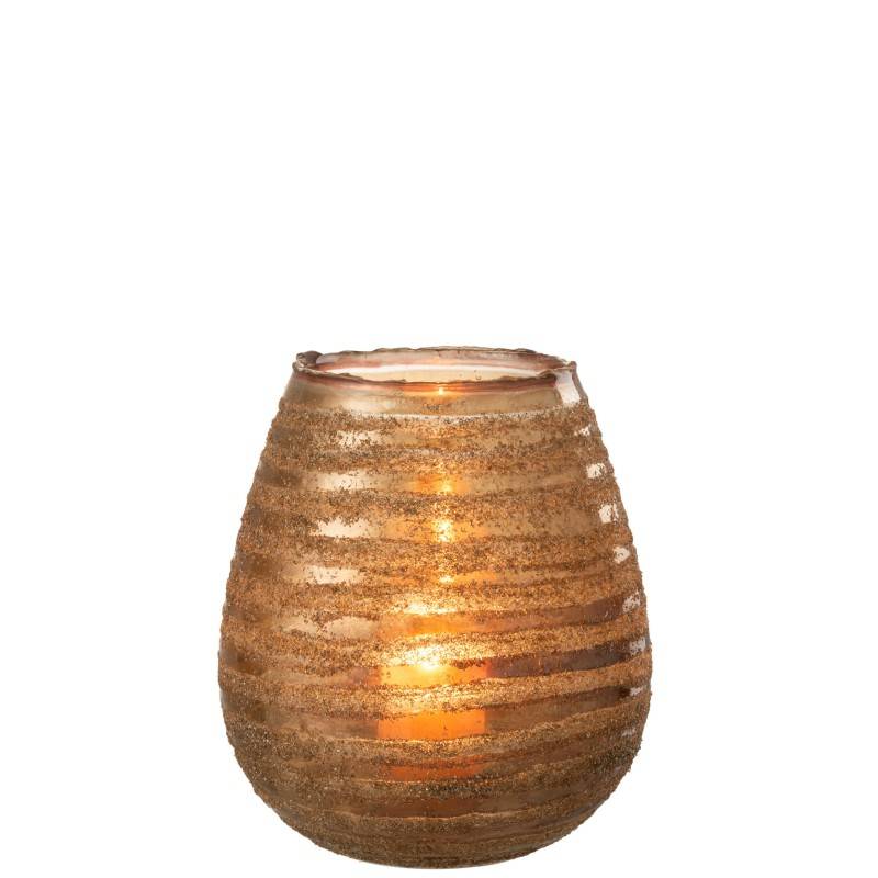 Photophore rond en verre marron 20x20x23 cm - J-Line - Image 2
