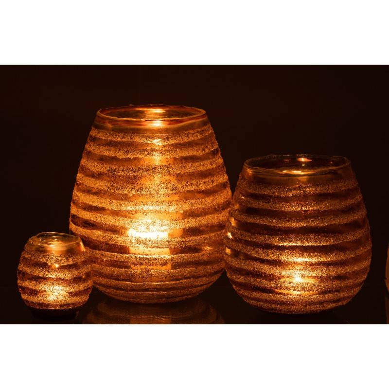 Photophore rond en verre marron 20x20x23 cm - J-Line - Image 6