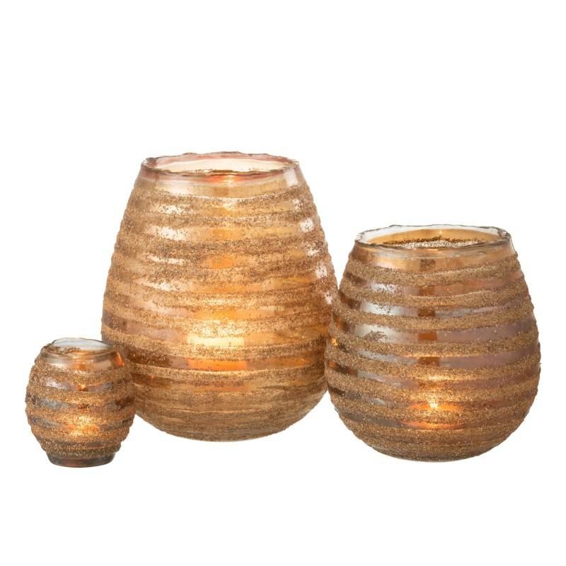 Photophore rond en verre marron 20x20x23 cm - J-Line - Image 5