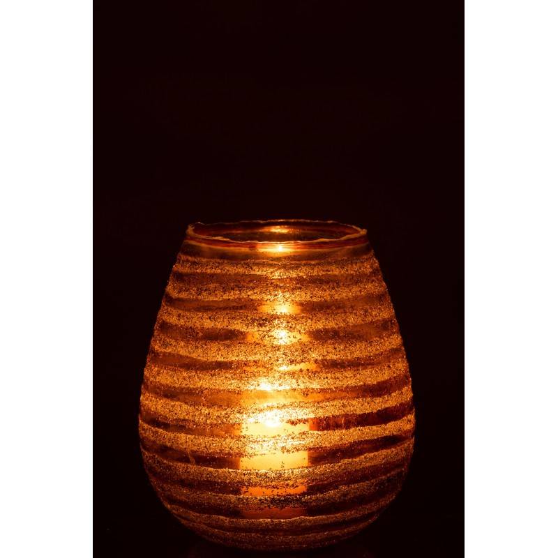 Photophore rond en verre marron 20x20x23 cm - J-Line - Image 3