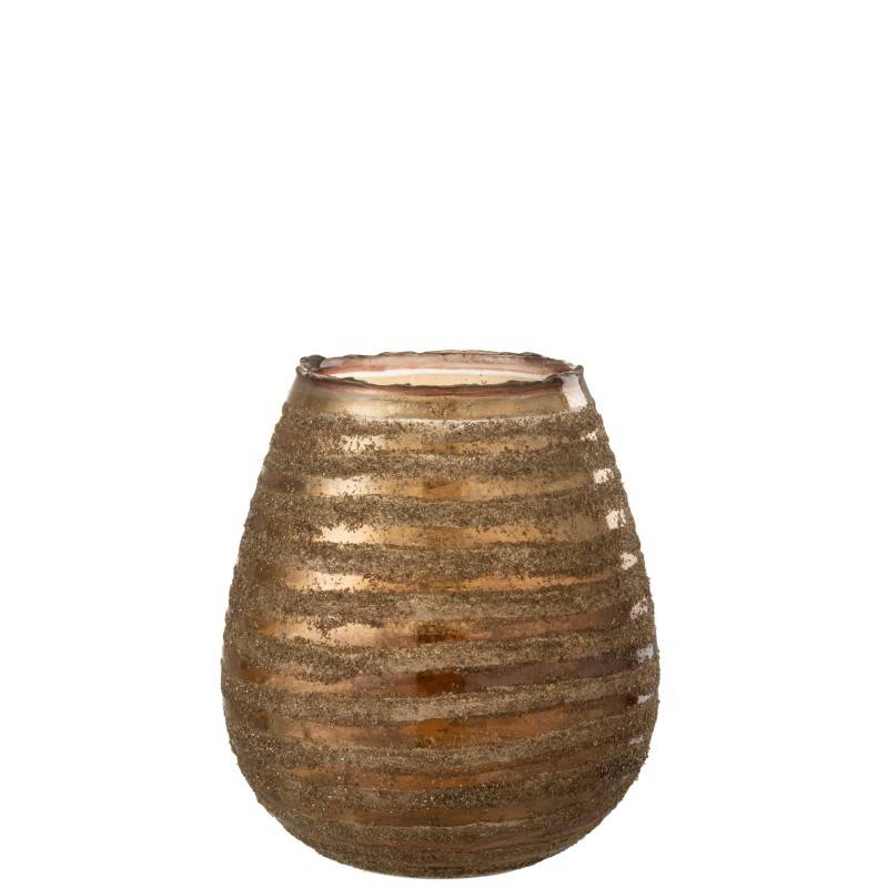 Photophore rond en verre marron 20x20x23 cm - J-Line