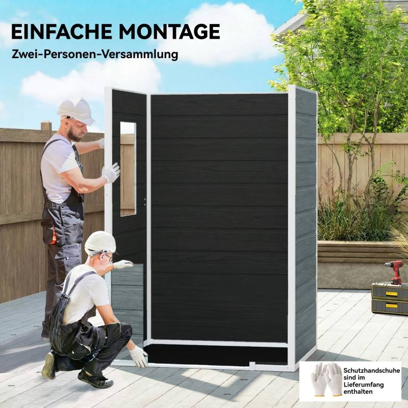 ComfortXL - Abri de jardin en polypropylène pour petit espace avec fenêtre et plancher 128x104x196cm Gris - ComfortXL Outdoor Living - Image 7