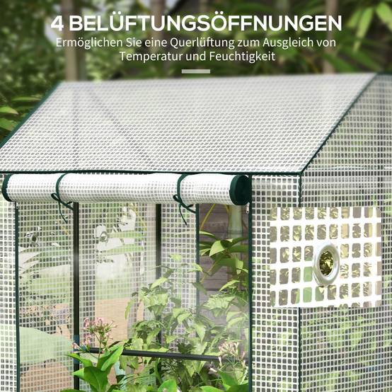 Serre de jardin acier PE pour tomates protection hiver portes enroulables 100x80cm - ComfortXL Outdoor Living - Image 8
