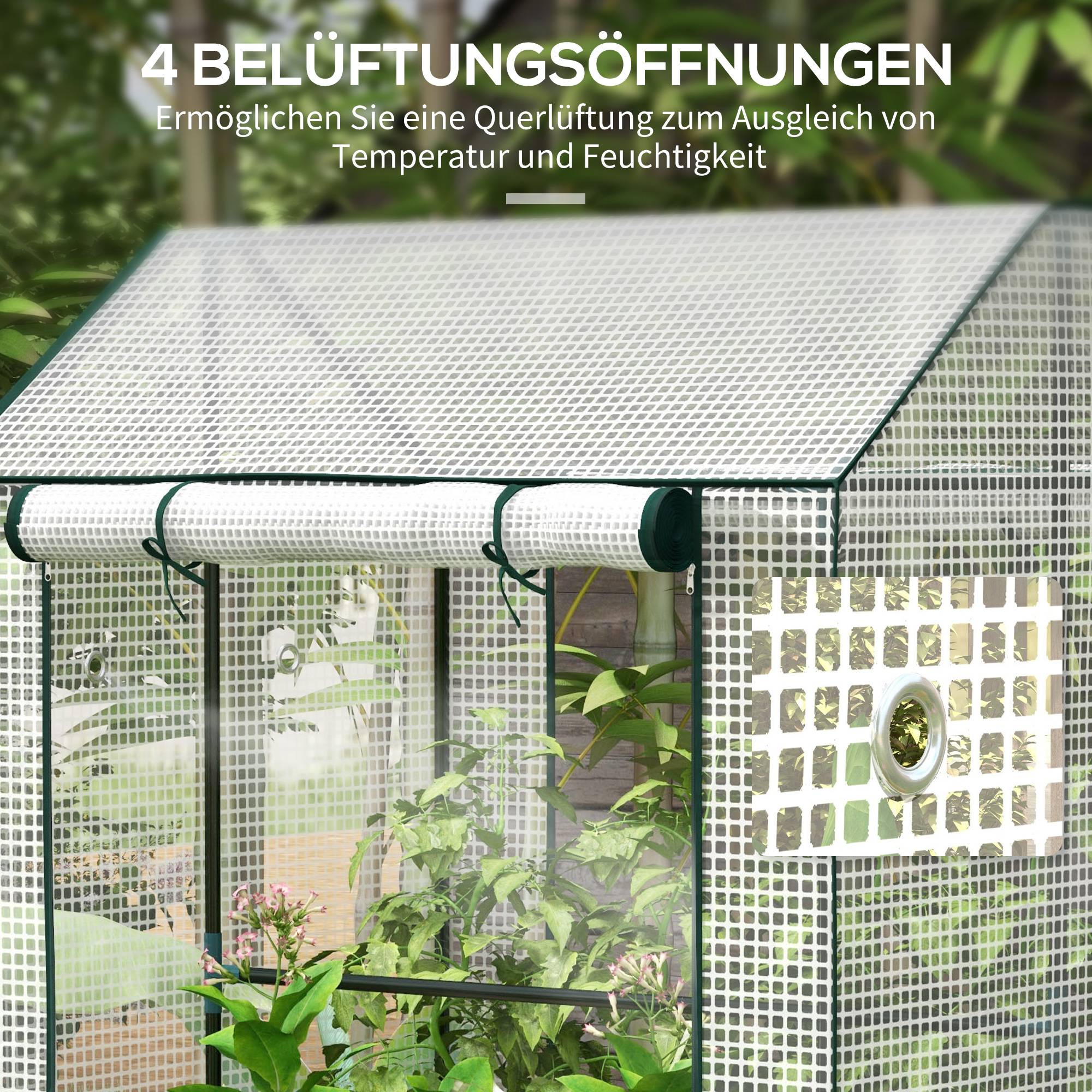 Serre de jardin acier PE pour tomates protection hiver portes enroulables 100x80cm - ComfortXL Outdoor Living - Image 8