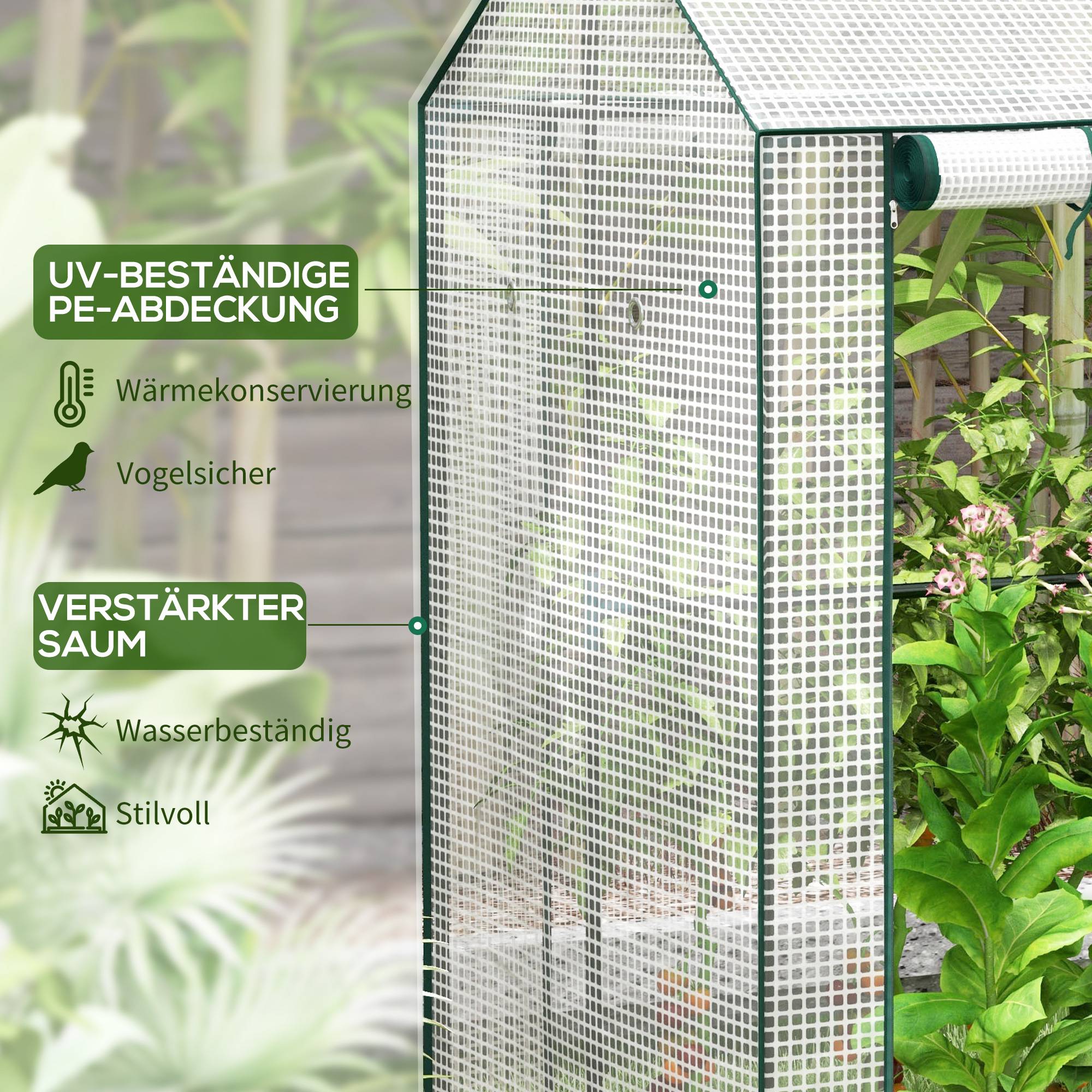 Serre de jardin acier PE pour tomates protection hiver portes enroulables 100x80cm - ComfortXL Outdoor Living - Image 7