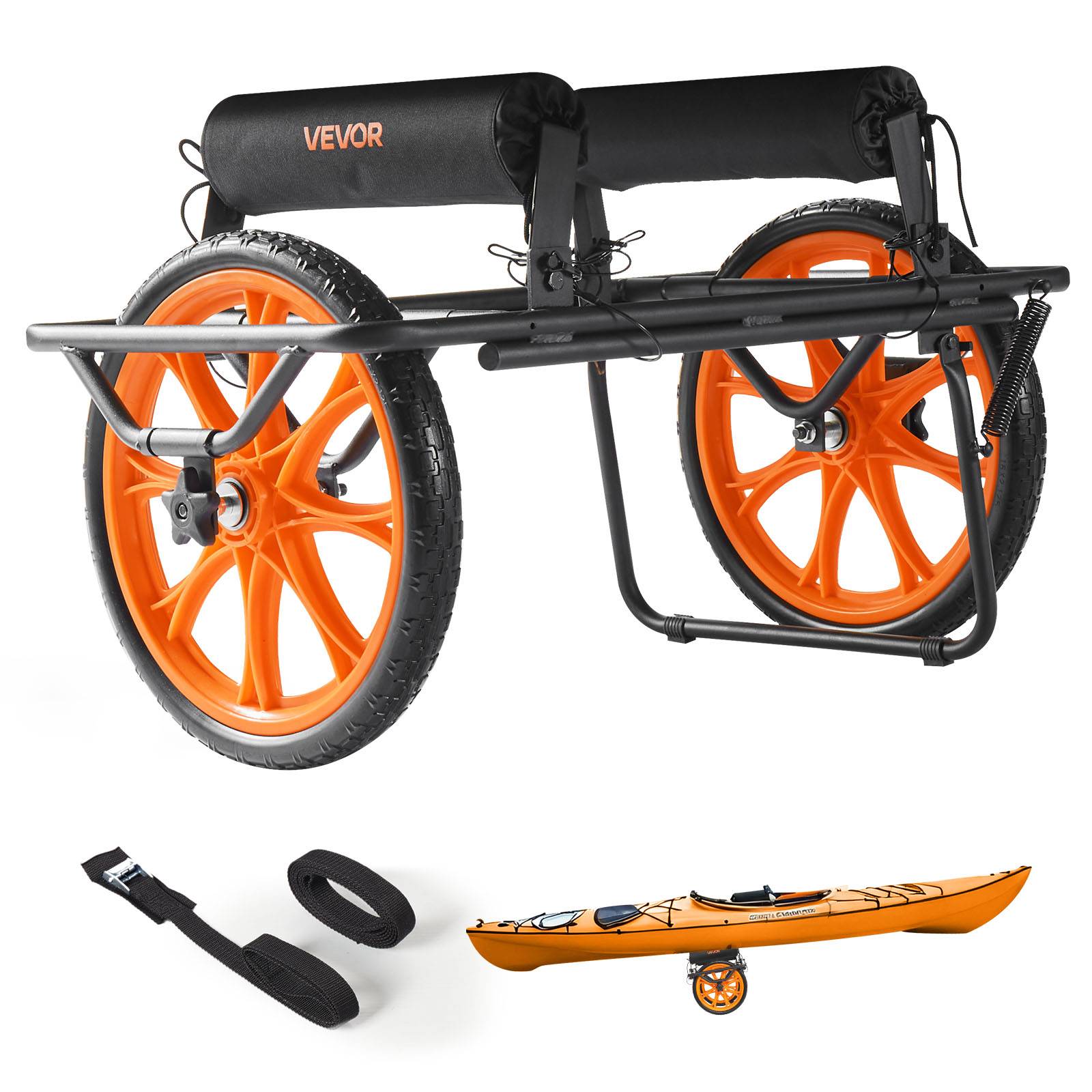 VEVOR Chariot de Transport Kayak Paddle Canoë Pliable 150 kg Pneus Plein 38 cm - Image 1