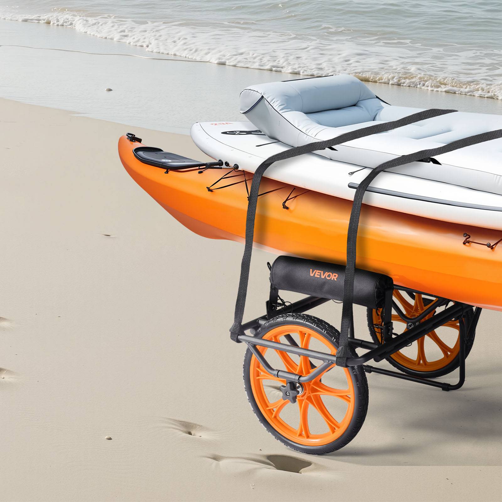 VEVOR Chariot de Transport Kayak Paddle Canoë Pliable 150 kg Pneus Plein 38 cm - Image 8