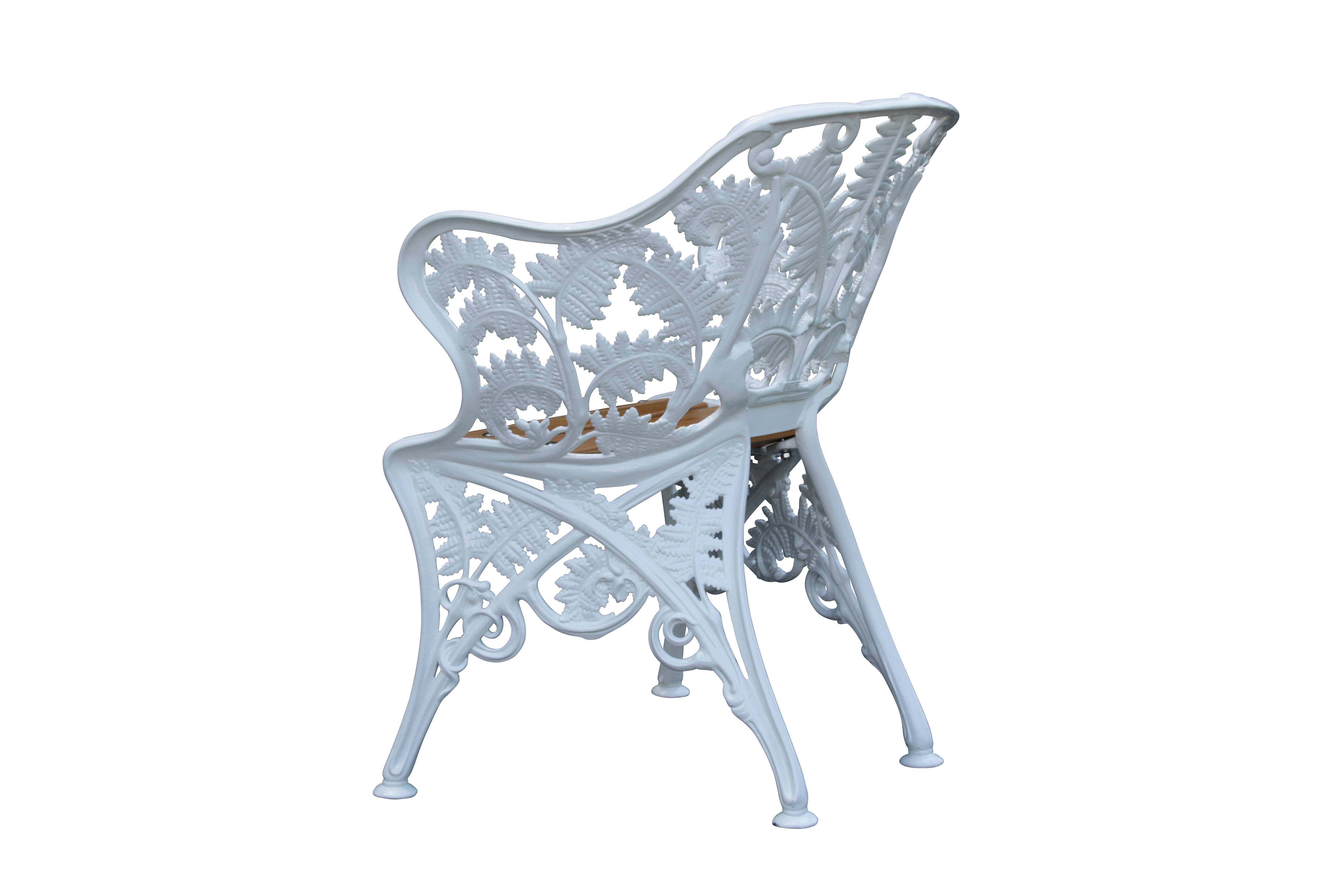 Fauteuil aluminium et bois lasuré DOMMARTIN fougère blanc - Image 3