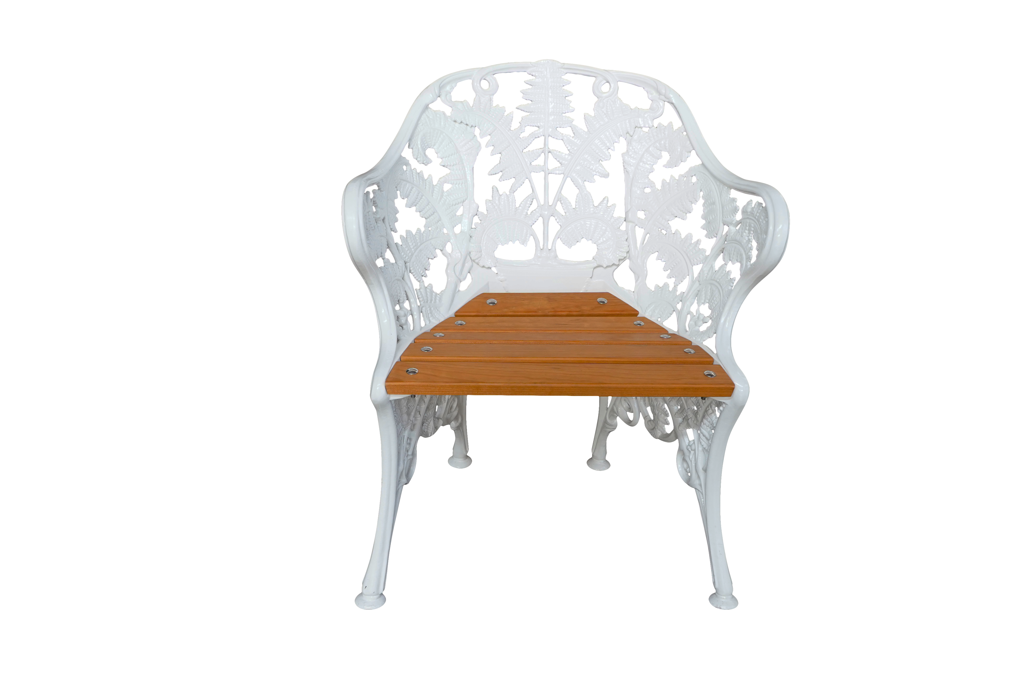 Fauteuil aluminium et bois lasuré DOMMARTIN fougère blanc - Image 1