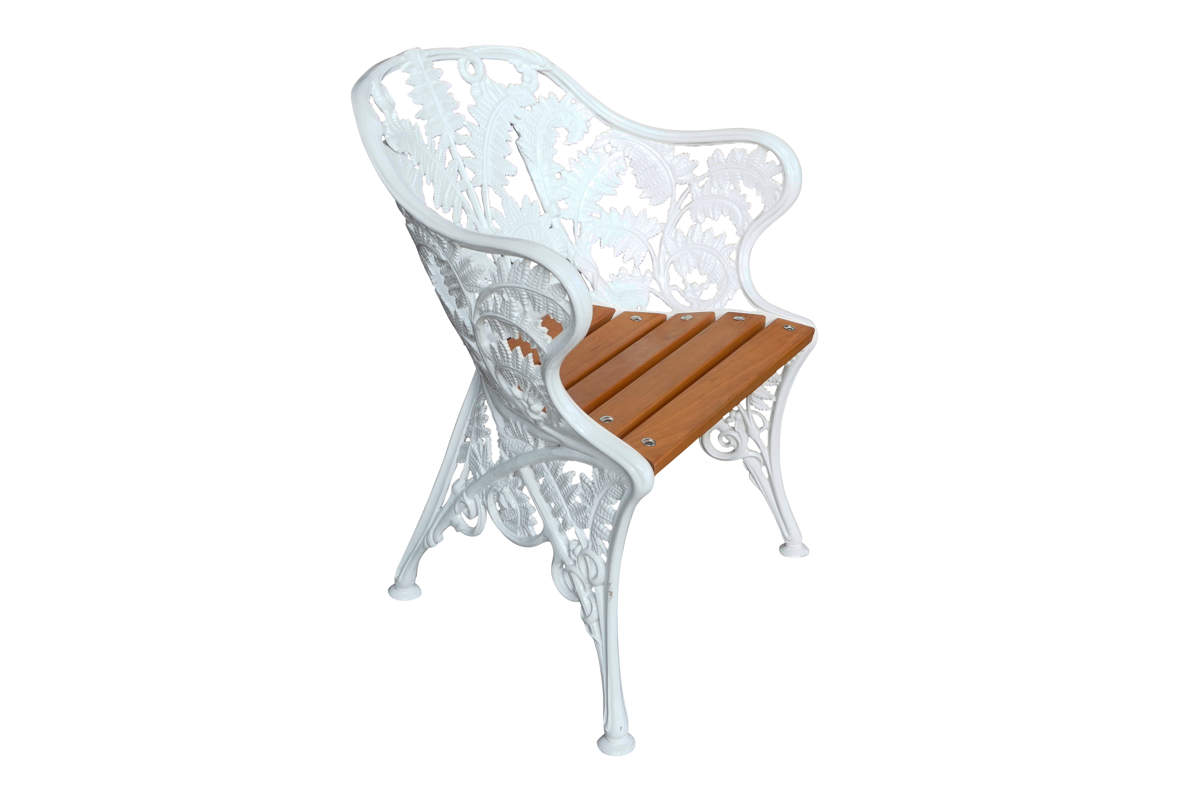Fauteuil aluminium et bois lasuré DOMMARTIN fougère blanc - Image 2