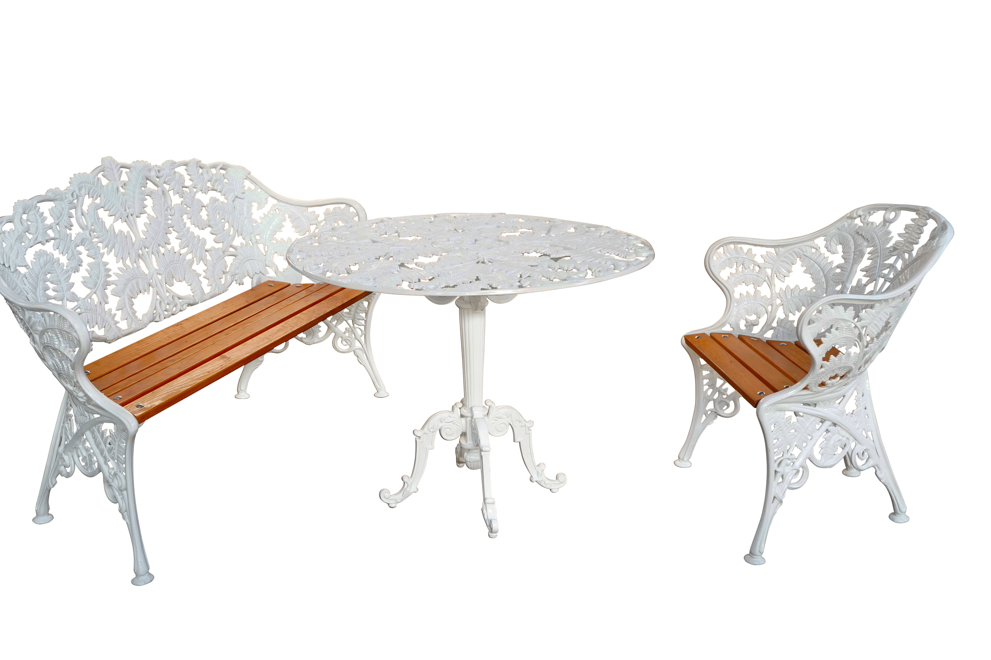 Fauteuil aluminium et bois lasuré DOMMARTIN fougère blanc - Image 4