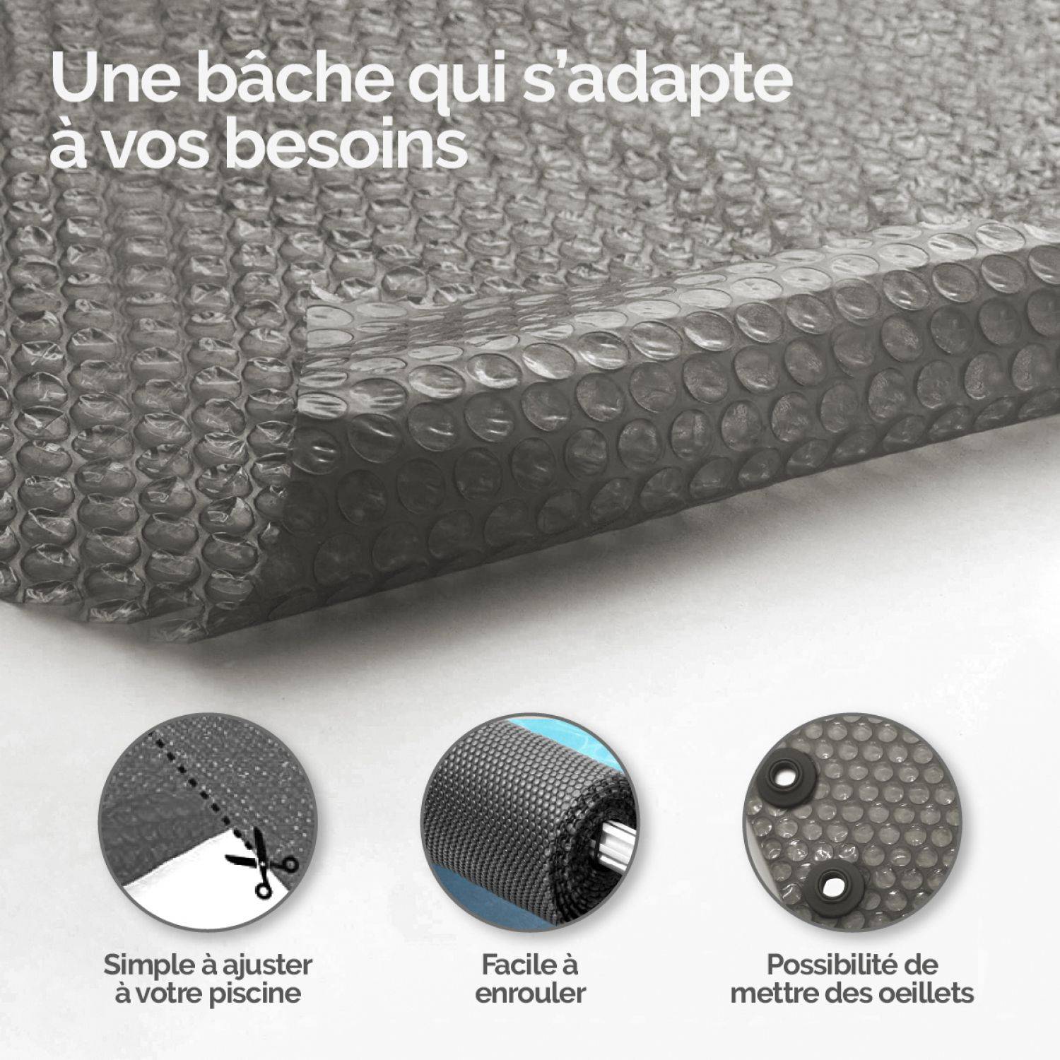 Linxor - Bâche à bulles 3 m x 2 m pour piscine - 300 microns - Gris - Linxor - Image 4