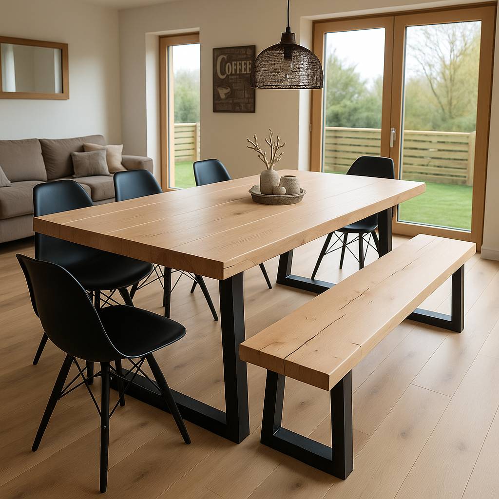 Table à manger élégante en hêtre - Naturel - 150 x 80 cm - Image 3