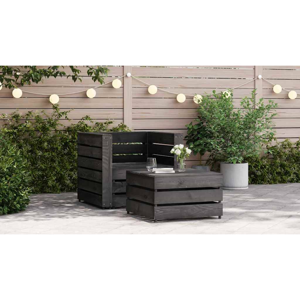 ComfortXL - Salon de jardin palette 2 pièces Bois de Pin Traité Fauteuil et Table pour Extérieur Gris – ComfortXL Outdoor Living - Image 2