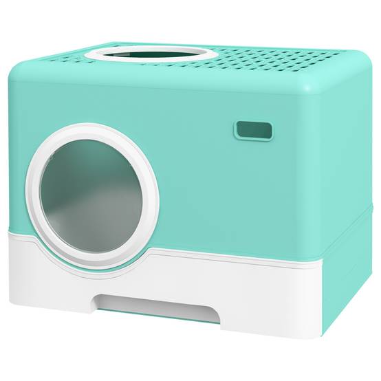 Maison de Toilette pour Chat avec Tiroir et Pelle Inclus 52x41x38,5 cm Vert - ComfortXL Outdoor Living - Image 2