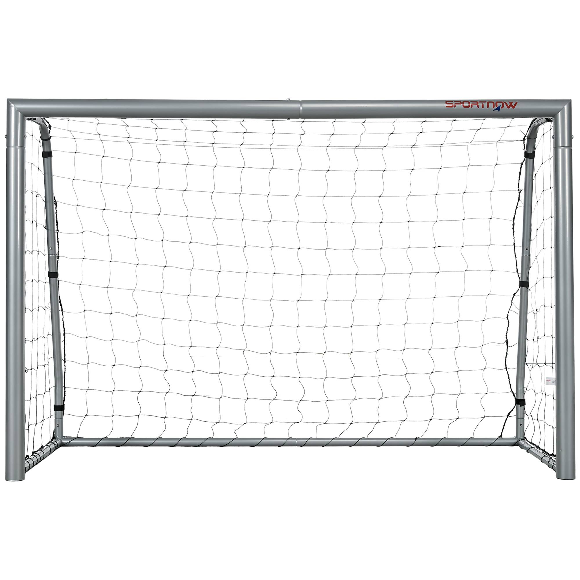 But de football résistant aux intempéries, structure métallique robuste, filet indéchirable, 160 cm (H) x 240 cm (L) x 85 cm (l), gris - Image 2