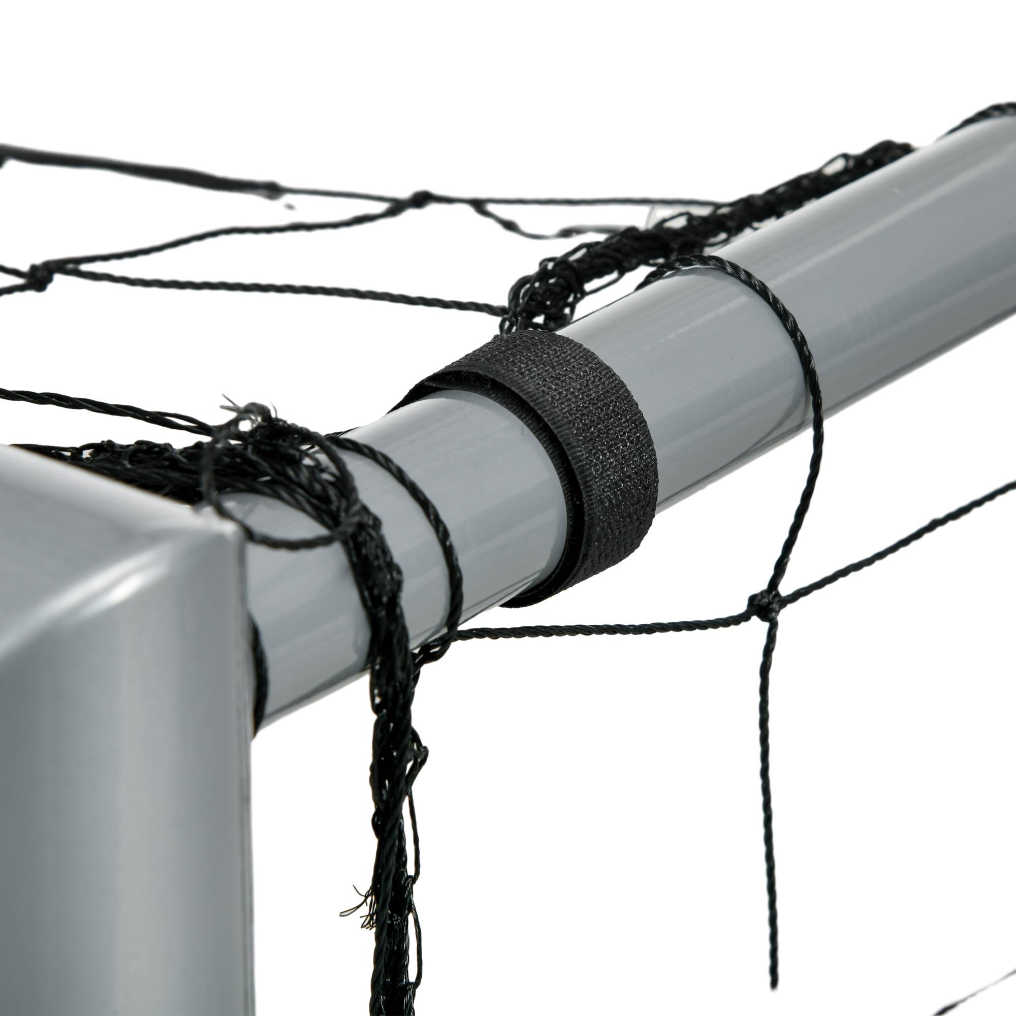 But de football résistant aux intempéries, structure métallique robuste, filet indéchirable, 160 cm (H) x 240 cm (L) x 85 cm (l), gris - Image 8
