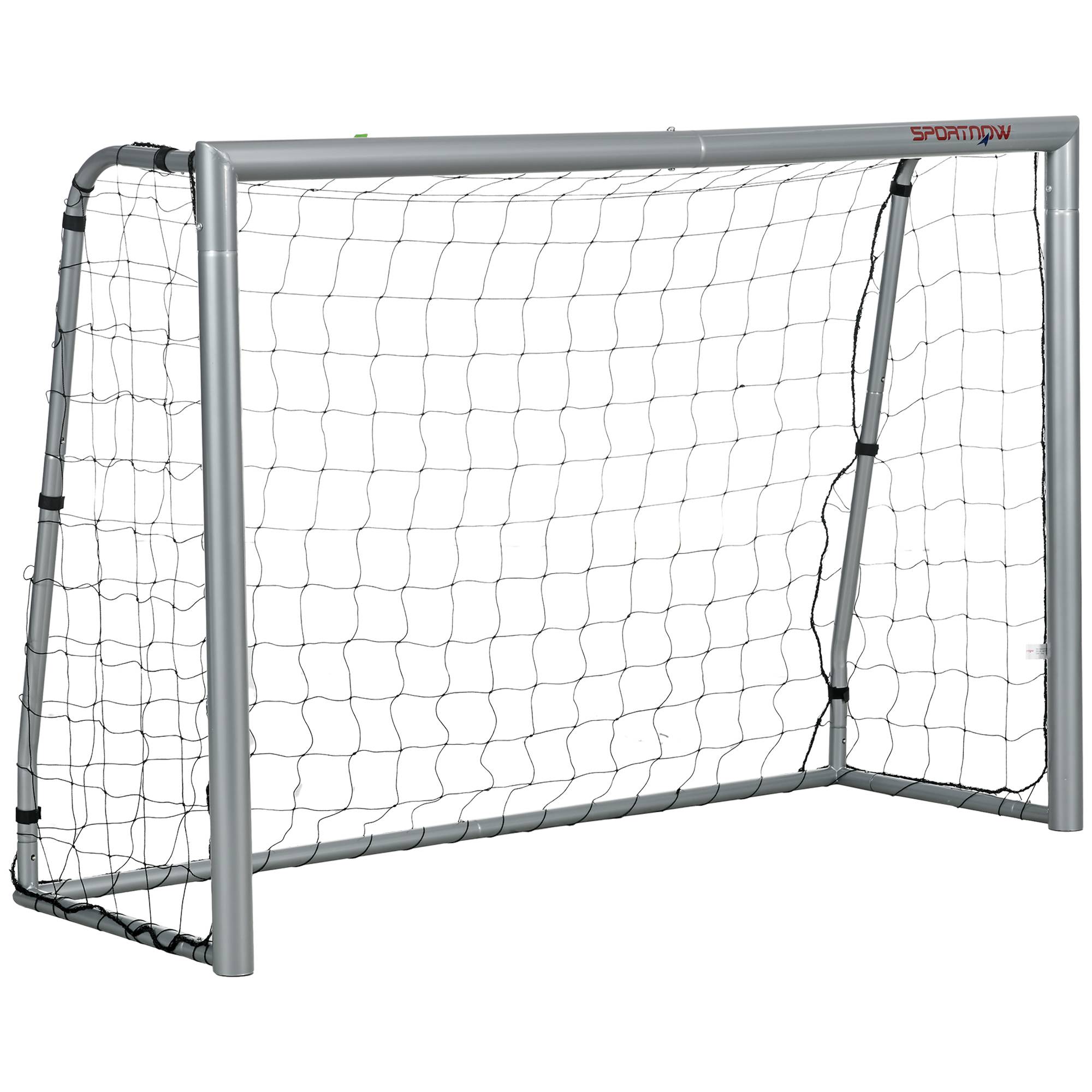 But de football résistant aux intempéries, structure métallique robuste, filet indéchirable, 160 cm (H) x 240 cm (L) x 85 cm (l), gris